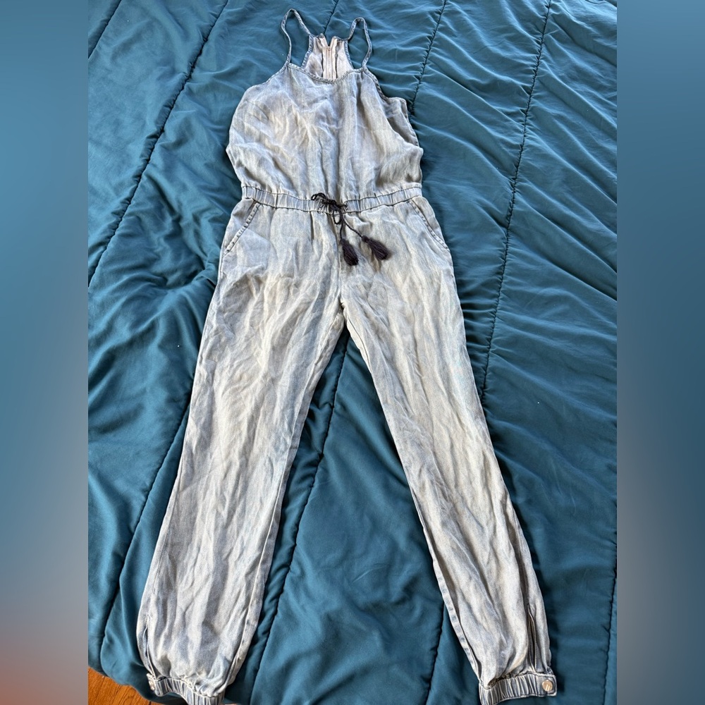 Light jeans overalls long legs